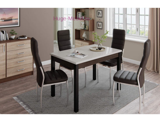 Стол обеденный "Бостон-2" металл черный/белый гранит